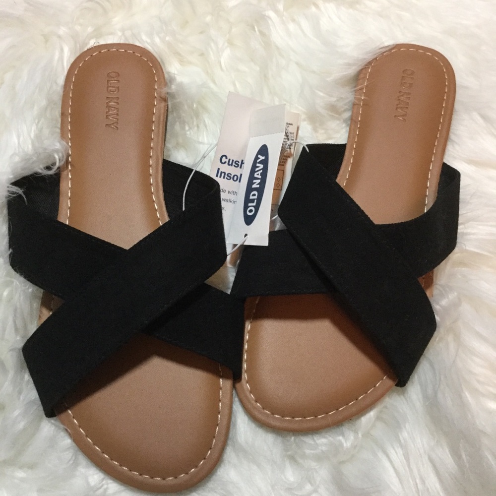 💎NWT old navy cross cross sandals faux suede
